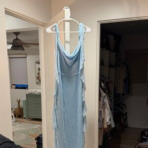 Elegant Light Blue Maxi Dress